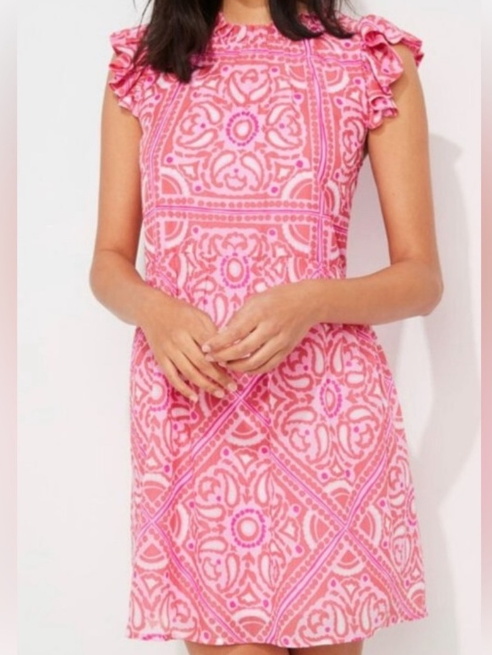 Vineyard Vines Island Scarf Print Ruffle Dress